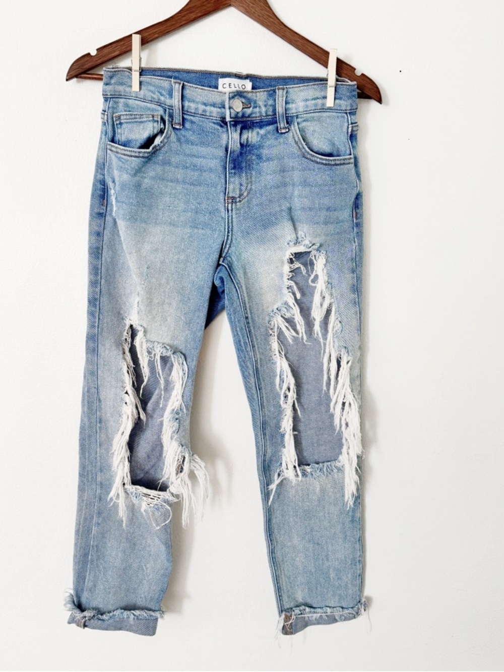 Cello Light Blue Distressed Boyfriend Jeans size 3